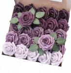  Rózsa csokor szett 25db színes dekorációs lila művirág rózsák (Bukiet róż zestaw 25szt kolorowe dekoracyjne)