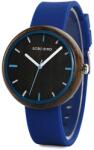 Bobo Bird Ceas din lemn Bobo Bird cu curea din silicon albastru R28-1 Ceas