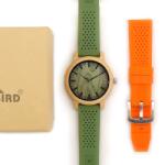 Bobo Bird Ceas din bambus cu curea din silicon verde Bobo Bird, B06 Portocaliu Ceas