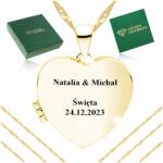 Golden Celebrity Keresztelői Ajándék Kislánynak Gyönyörű Arany Szív Nyaklánc Dedikálás (Piękny srebrny naszyjnik łańcuszek komunia)