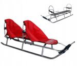 Skyline Fém szánkó, háttámlával, iker matrac, piros, LED (SD0008)