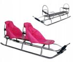 Skyline Fém szánkó, háttámlával, iker matrac, rózsaszín, LED, ajándék (SD0001)