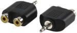 Well Adaptor JACK STEREO 3.5mm tata - 2 X RCA mama, set 12 blistere, Well (AC-010-BW)