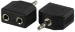 Well Adaptor JACK STEREO 3.5mm tata - 2 X JACK STEREO 3.5 mm mama, set 12 blistere, Well (AC-012-BW)