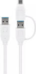 Goobay Cablu USB 3.0 A tata-tata cu adaptor USB A mama la USB Type C tata 0.5m 5Gbit/s alb Goobay (55559) - pretexpert