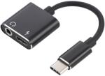 Well Cablu adaptor USB Type C tata - Jack 3.5 mm mama STEREO si USB Type C mama 7cm Well (ADAPT-USBC-3.5MM/USBC-01BK-WL) - pretexpert