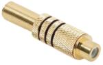  Mufa RCA mama metal aurit cablu 6mm inel negru (05086FK)