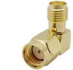  Adaptor convertor antena wifi RF la 90 grade coaxial RP-SMA tata la RP-SMA mama 50ohm de inalta calitate cupru placat cu aur (RPSMAM-RPSMAF-90)
