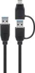 Goobay Cablu USB 3.0 A tata cu adaptor USB A tata la USB Type C tata 0.5m 5Gbit/s negru Goobay (55558) - pretexpert