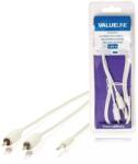 Valueline Cablu audio jack stereo 3.5 mm tata - 2x RCA tata 1m alb Valueline (VLMB22200W10) - pretexpert