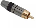  Mufa audio RCA tata contact aurit cablu 8mm inel negu (05324FK)