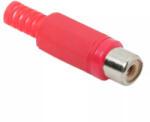 Soclu RCA mama executie plastic rosu cu protectie pentru cablu (05076PI)