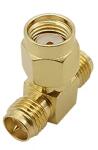  Adaptor convertor antena wifi RF coaxial RP-SMA tata la 2x SMA mama 50ohm de inalta calitate cupru placat cu aur (RPSMAM-2xSMAF)