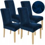 Ubieramy-meble 4 Db-os Székhuzat Szett Sötétkék Velúr Elasztán (18511)
