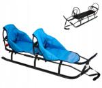 Skyline Fém szánkó, háttámlával, iker matrac, kék, LED, gyerekeknek (SD0001)