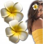 EdiBazzar 2db fehér lótusz virág hajcsat, Boho stílus, 7cm (Zestaw 2 spinek kwiat hawajski biały lotos)