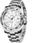 LIGE Ceas barbatesc Lige Indici luminosi Data Argintiu Business Analog Quartz Otel Ceas