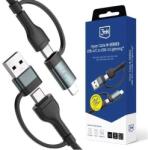 3mk Protection USB 2.0 + USB 2.0 Type C Lightning + USB Type C Átalakító Fekete 1.2m 5903108680363 (5903108680363)