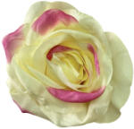  Élethű selyem nyílott rózsafej sárga-rózsaszín 8 cm