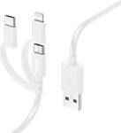 Hama Cablu Hama 187200, microUSB 3-in-1 cu adaptor pentru USB-C, Lightning, 1 m (Alb) (Hama 187200)