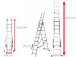 Ztrust scara multifunctionala cu 3 segmente 3 x 9 trepte | 5, 65 m | Aluminiu (TL309)