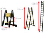 Ztrust scara telescopica cu doua tronsoane 7 trepte | 4, 4 m | Aluminiu (TAL3044Y)