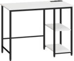 HomCom számítógépasztal - fekete/fehér, megfordítható polcokkal és beépített USB-vel