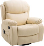 Homcom Relaxációs fotel 8 masszázsponttal és fűtéssel, dönthető fotel lábtartóval, 97x92x104 cm, bézs