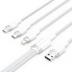 Vention USB-A 2.0/M - USB-C/Lightning/Micro USB-B, 1, 5m, (fehér, 3A, 3in1), kábel