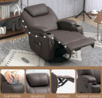 Homcom Manuálisan Összecsukható Fotel, Elektromos Forgófotel Távirányítóval és Lábtartóval, 84x92x109 cm, Barna