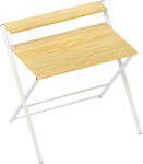 HomCom Összecsukható Íróasztal Kis Helyekre, Összecsukható Számítógépasztal Tárolópolccal, 86x66x82 cm, Natúr Fa