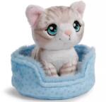 NICI Green: Jucărie de pluș pisică dungată în coș - 12 cm (61942)