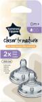 Tommee Tippee Tetina din silicon anti-colici flux lent, +0 luni, 2 bucati, Tommee Tippee
