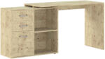 HomCom Sarok PC Íróasztal 2 Fiókos Nyitott Polcokkal, L Alakú Sarok Íróasztal, 117x83, 5x76 cm, Natúr Fa
