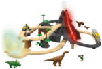 PlayTive Dino Park 49 részes fa vonat szett, favonat készlet önjáró elemes teherautóval vulkánnal (PT_Dino_Park_49)