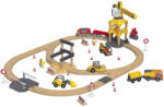 PlayTive lupilu / PlayTive Construction Site Train Set - Építkezés, 59 darabos fa vonat szett, kreatív fejlesztő játék, elemes önjáró mozdonnyal, munkagépekkel és daruval, sok kiegészítővel (PlayTive_Construct
