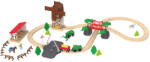PlayTive Farm Train Set - 43 darabos parasztház / gazdaság 2.8 méter fa vonat vasút szett, favonat készlet elemes traktorral és elektromos tyúkketreccel (PlayTive_Farm_Train_Set_)