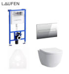 Laufen Ineo falsík alatti tartály szett króm nyomólappal + Laufen Pro fali WC Soft-Close ülőkével (SET-LA-20251124044)