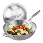 Relaxdays Rozsdamentes acél wok fedővel 32 cm 10038407