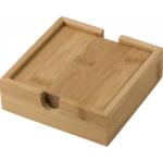  Poháralátét bambuszból, natúr 10x10cm tartóban 4db/csomag