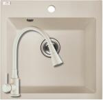Laveo SBA_J10T+BCK_J62K - LAVEO Alena 50 egymedencés gránit mosogató 490X490 jázmin + LAVEO CORIA zuhanyváltós csaptelep szett (SBA_J10T+BCK_J62K)