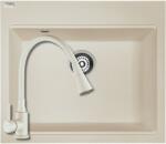 Laveo SBT_J10Y+BCK_J62K - LAVEO Tau 6 gránit mosogató 570x500 jázmin + LAVEO CORIA zuhanyváltós jázmin csaptelep szett (SBT_J10Y+BCK_J62K)