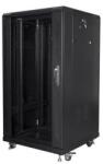 Lanberg FF01-6622-12B 19" 22U SZÉL: 600mm MÉLY: 600mm MAG: 1159mm lapraszerelt üvegajtós fekete rack szekrény (FF01-6622-12B)