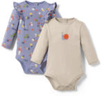 Tchibo - 2 kislány hosszúujjú body - kisgyerek - méret 98/104 - bézs/mintás