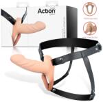 Action StrapOn S - felcsatolható, üreges dildó (natúr) - sexshopcenter