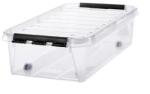 Smartstore Műanyag tárolódoboz, 31 liter, fekete fogantyúkkal és görgőkkel, SMARTSTORE Classic 35, átlátszó - officeland