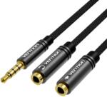 Vention 3.5mm jack/M -> 2*3.5mm jack/F, (szövet, stereo splitter, fekete), 0, 3m, kábel (BBMBY) - smartbyte
