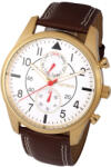 ASTRON 5534-8 férfi karóra, multifunkciós, arany színű nemesacél tok, barna bőrszíj, fehér számlap, keményített ásványüveg, quartz szerkezet, 50 m (5 ATM) vízállóság (5534-8) - astronora