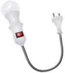 Dodaco Dulie cu intrerupator si stecher, cu bec LED E27 5W, alb neutru 4500K, brat flexibil 20 cm, alb