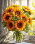 Oh Art! Set pictura pe numere, cu sasiu, Floarea soarelui la fereastra, 40x50 cm (ANG1033)